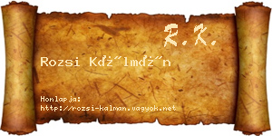 Rozsi Kálmán névjegykártya